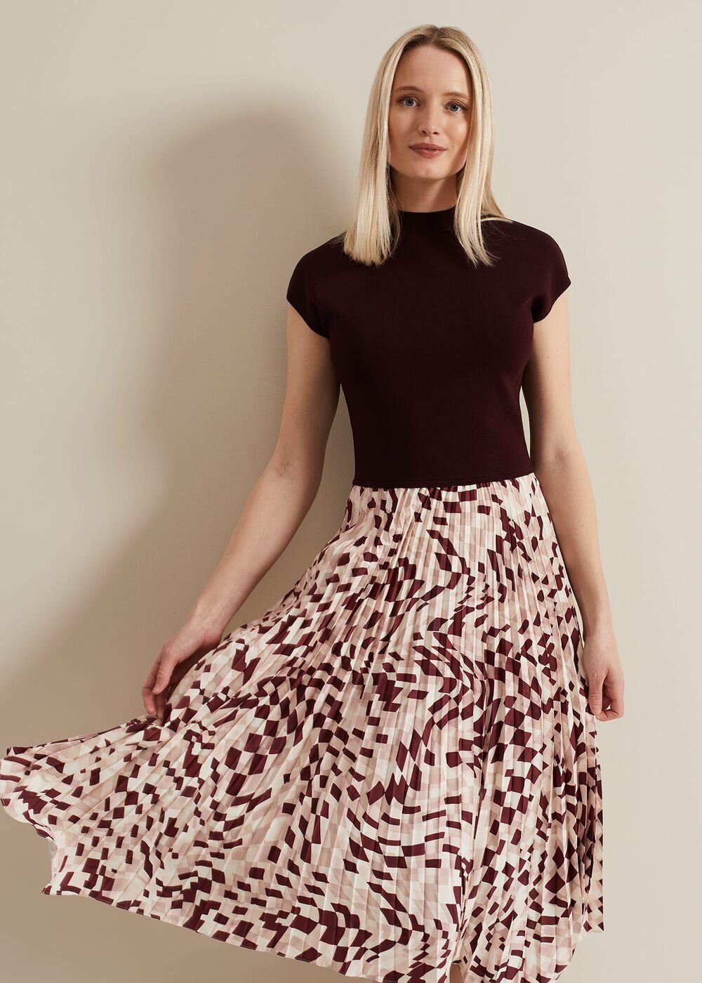 Maya Woven Hem Geo Dress Multi-Coloured