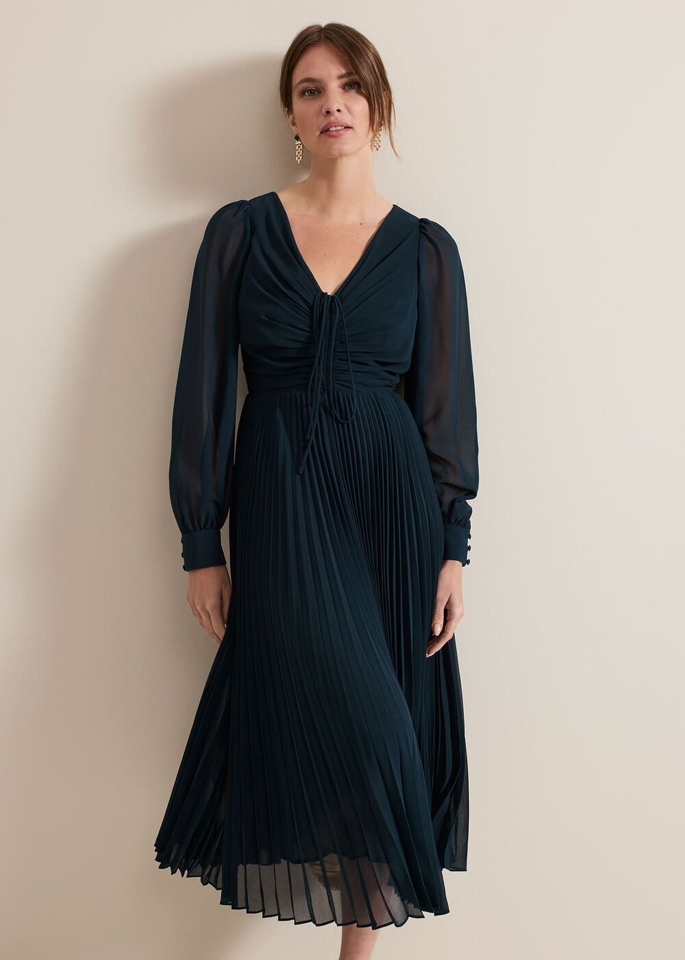 Petite Kindra Teal Midi Dress Teal