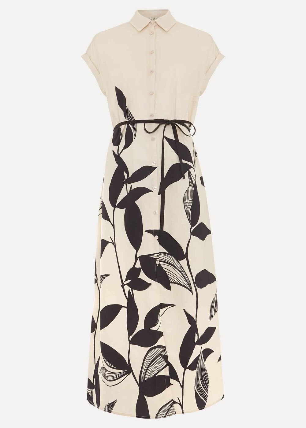 Felicity Leaf Print Midi Dress Black/Multi