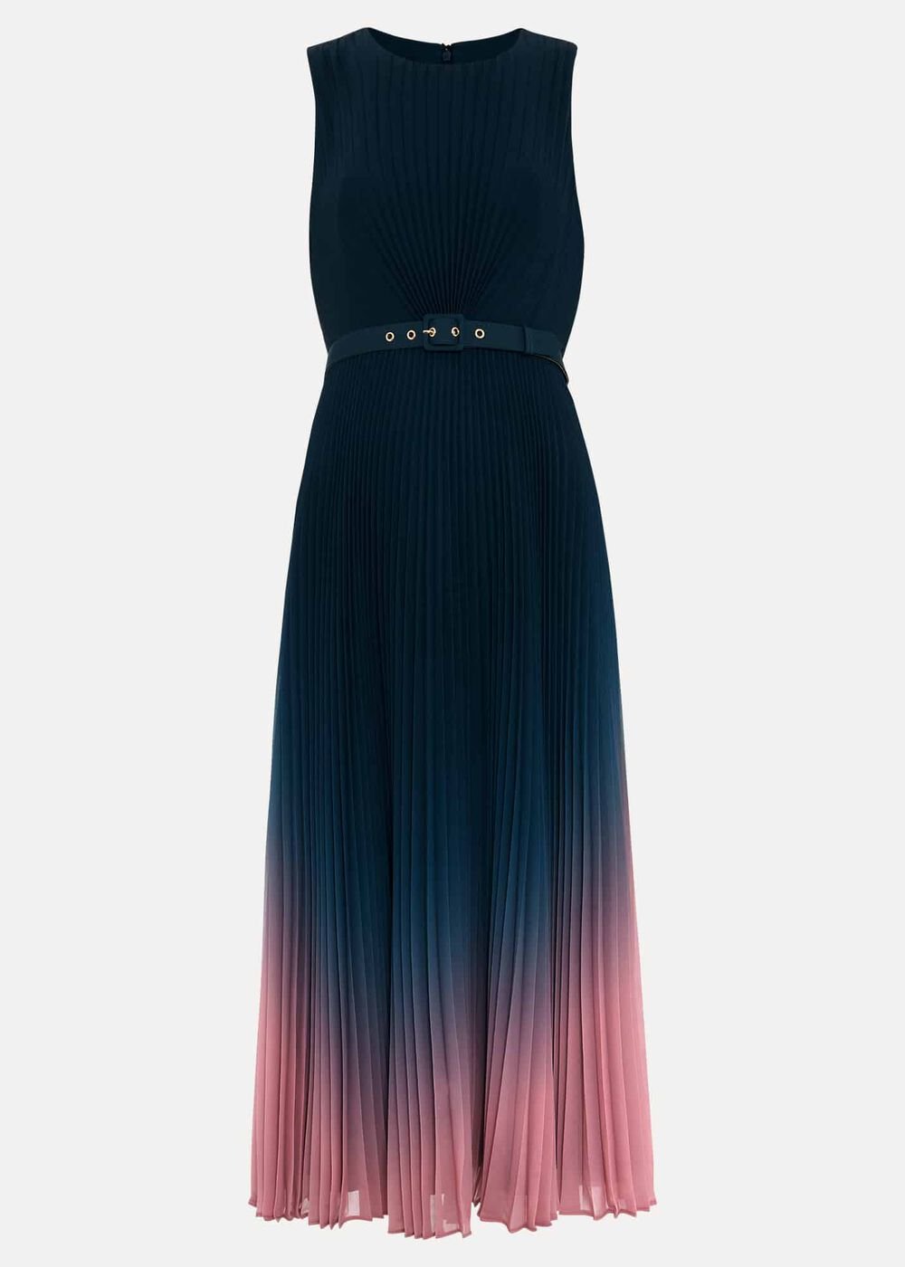 Simara Ombre Chiffon Midi Pleat Dress Multi-Coloured