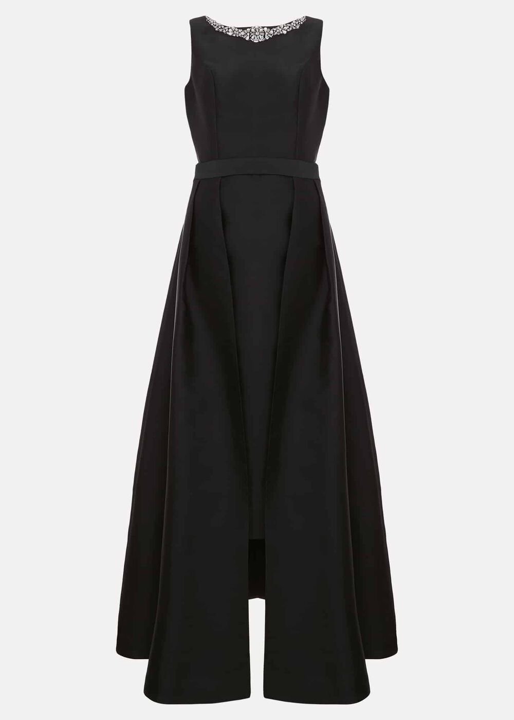 Yisanne Black Satin Embelished Dress Black