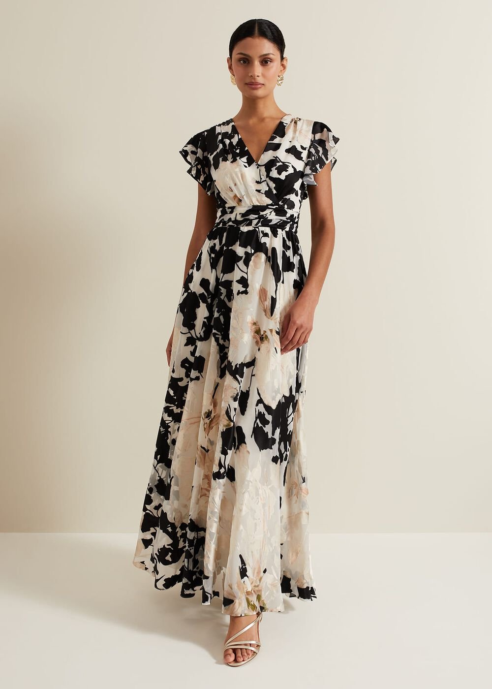 Liana Floral Maxi Dress Black/Ivory