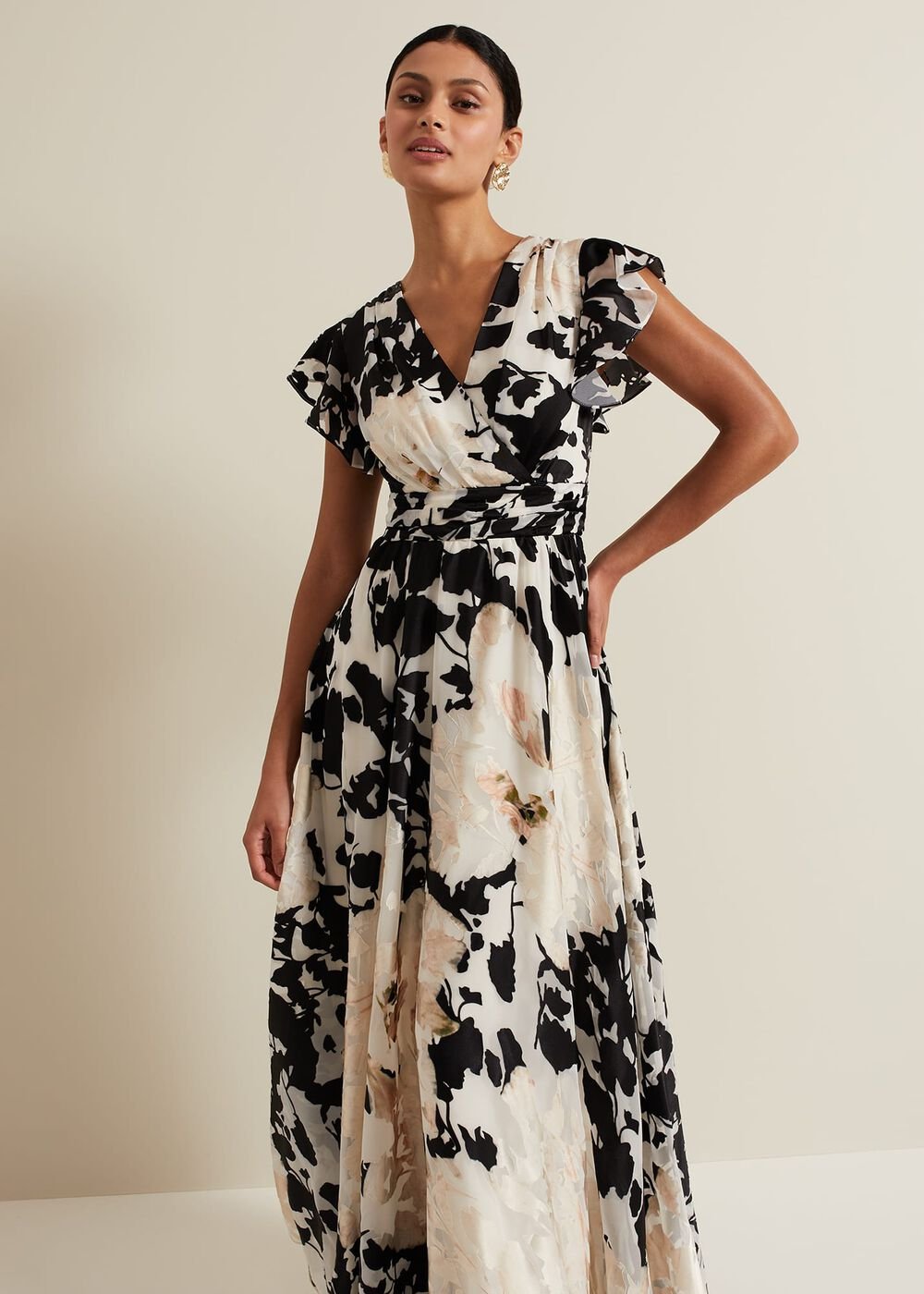 Liana Floral Maxi Dress Black/Ivory