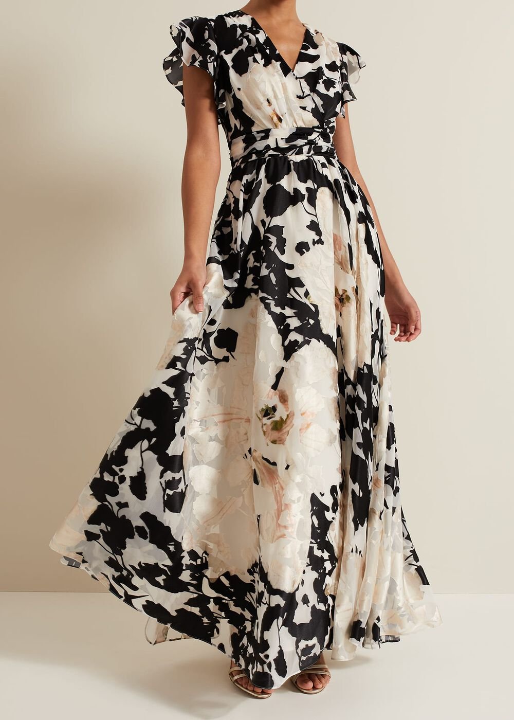 Liana Floral Maxi Dress Black/Ivory