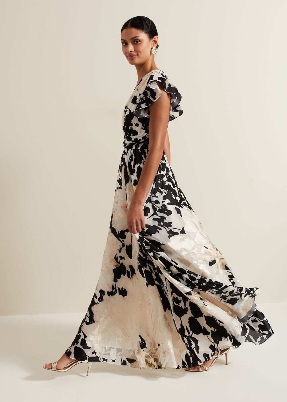 Liana Floral Maxi Dress Black/Ivory