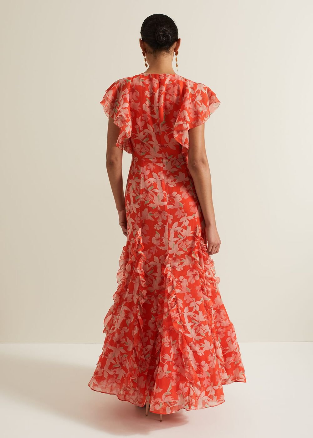 Gaby Floral Print Ruffle Maxi Dress Multi-Coloured
