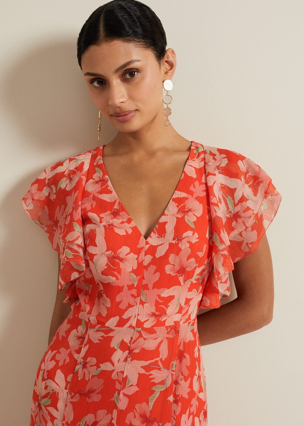 Gaby Floral Print Ruffle Maxi Dress Multi-Coloured