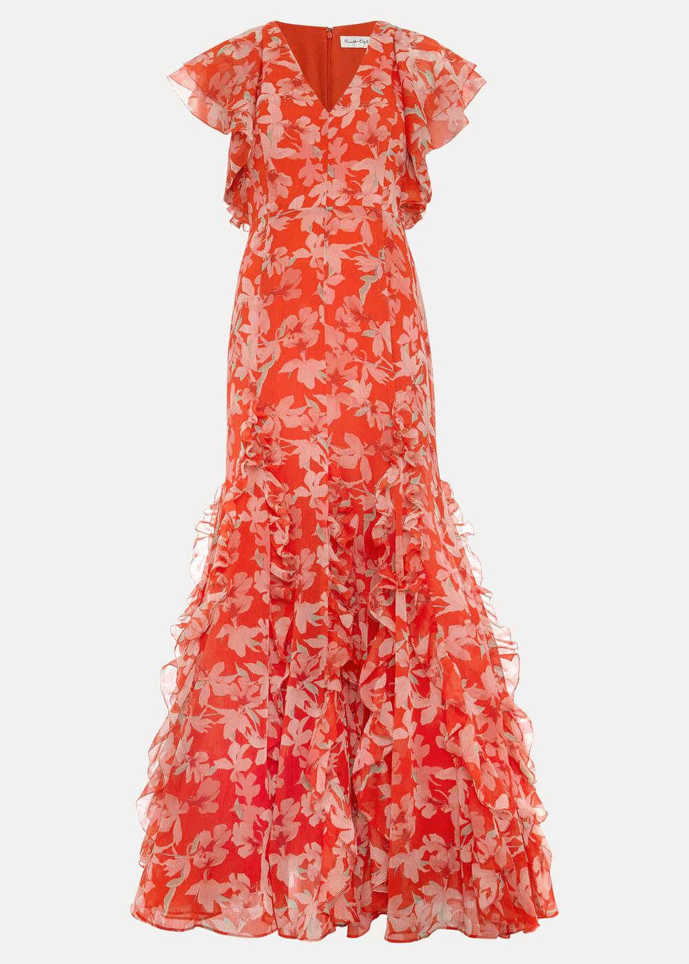Gaby Floral Print Ruffle Maxi Dress Multi-Coloured