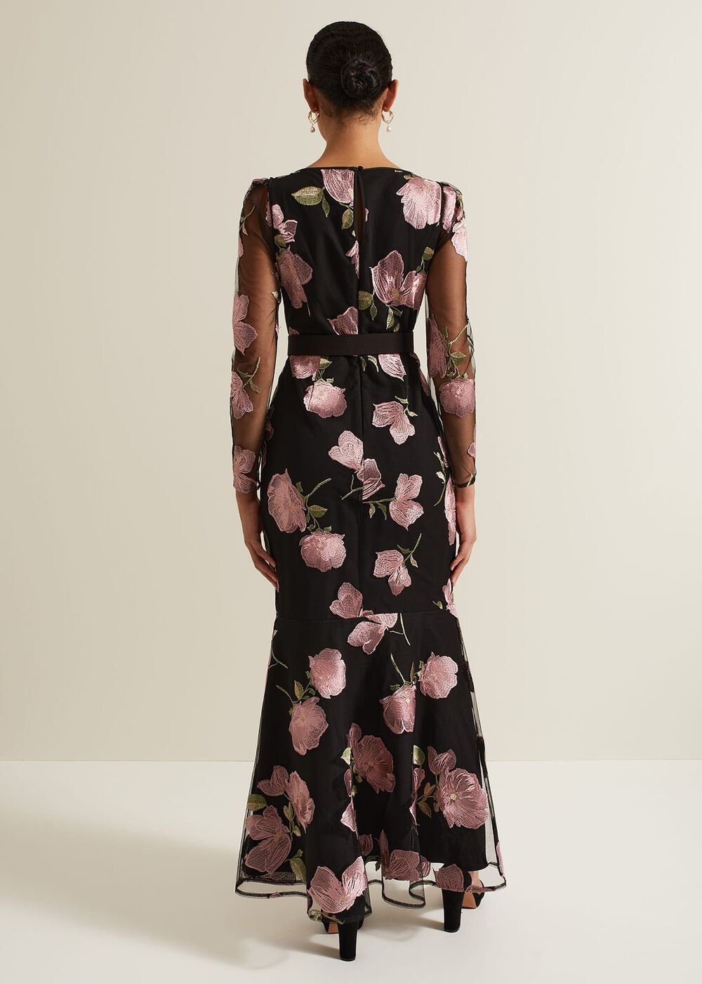 Genny Floral Print Embroidered Maxi Dres Multi-Coloured