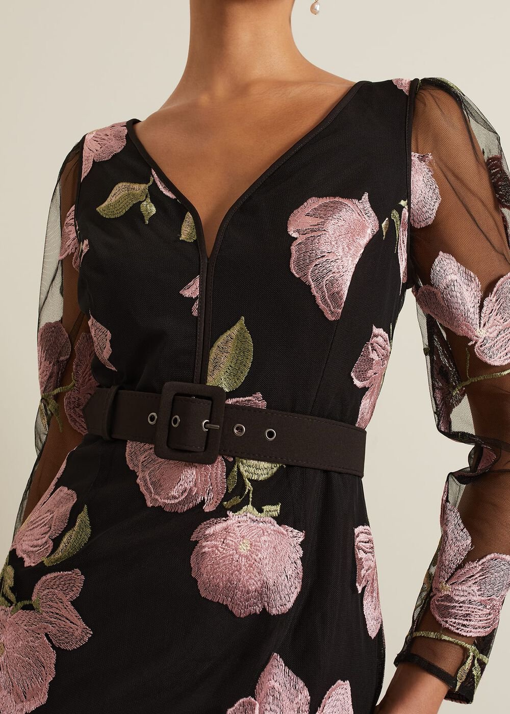 Genny Floral Print Embroidered Maxi Dres Multi-Coloured