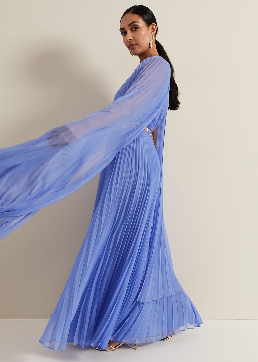 Petite Marren Blue Chiffon Maxi Dress Blue