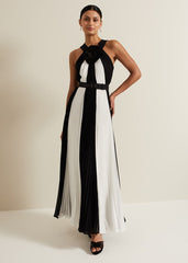 Taylor Pleated Maxi Dress Black/Ivory