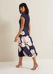 Rakhi Scuba Fit And Flare Midi Dress Multi-Coloured