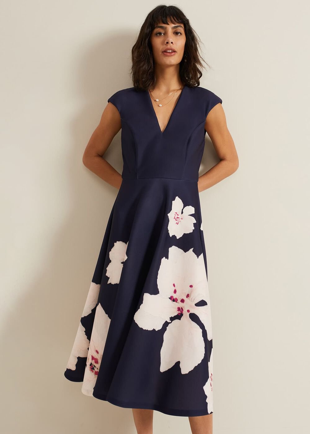 Rakhi Scuba Fit And Flare Midi Dress Multi-Coloured