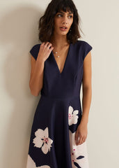Rakhi Scuba Fit And Flare Midi Dress Multi-Coloured