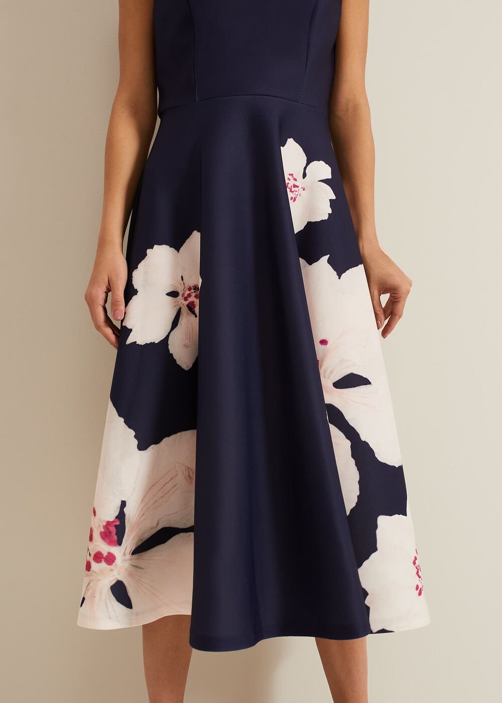 Rakhi Scuba Fit And Flare Midi Dress Multi-Coloured