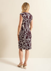 Sabrina Jersey Abstract Tie Midi Dress Multi-Coloured