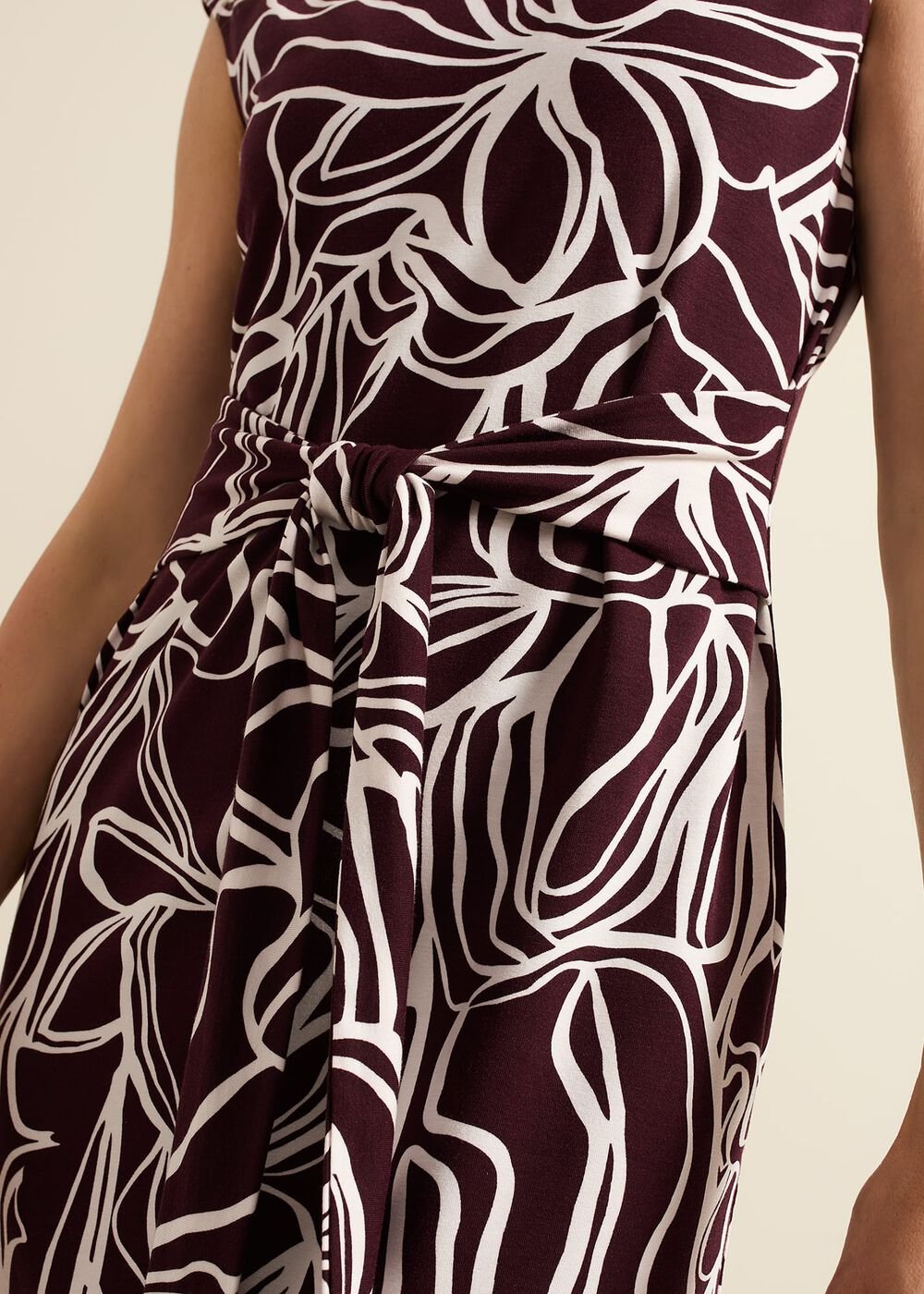 Sabrina Jersey Abstract Tie Midi Dress Multi-Coloured