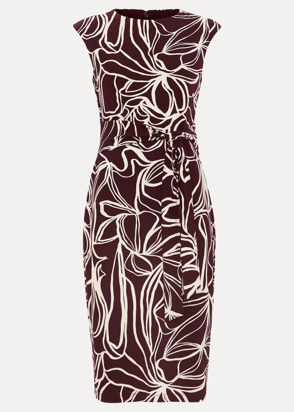 Sabrina Jersey Abstract Tie Midi Dress Multi-Coloured