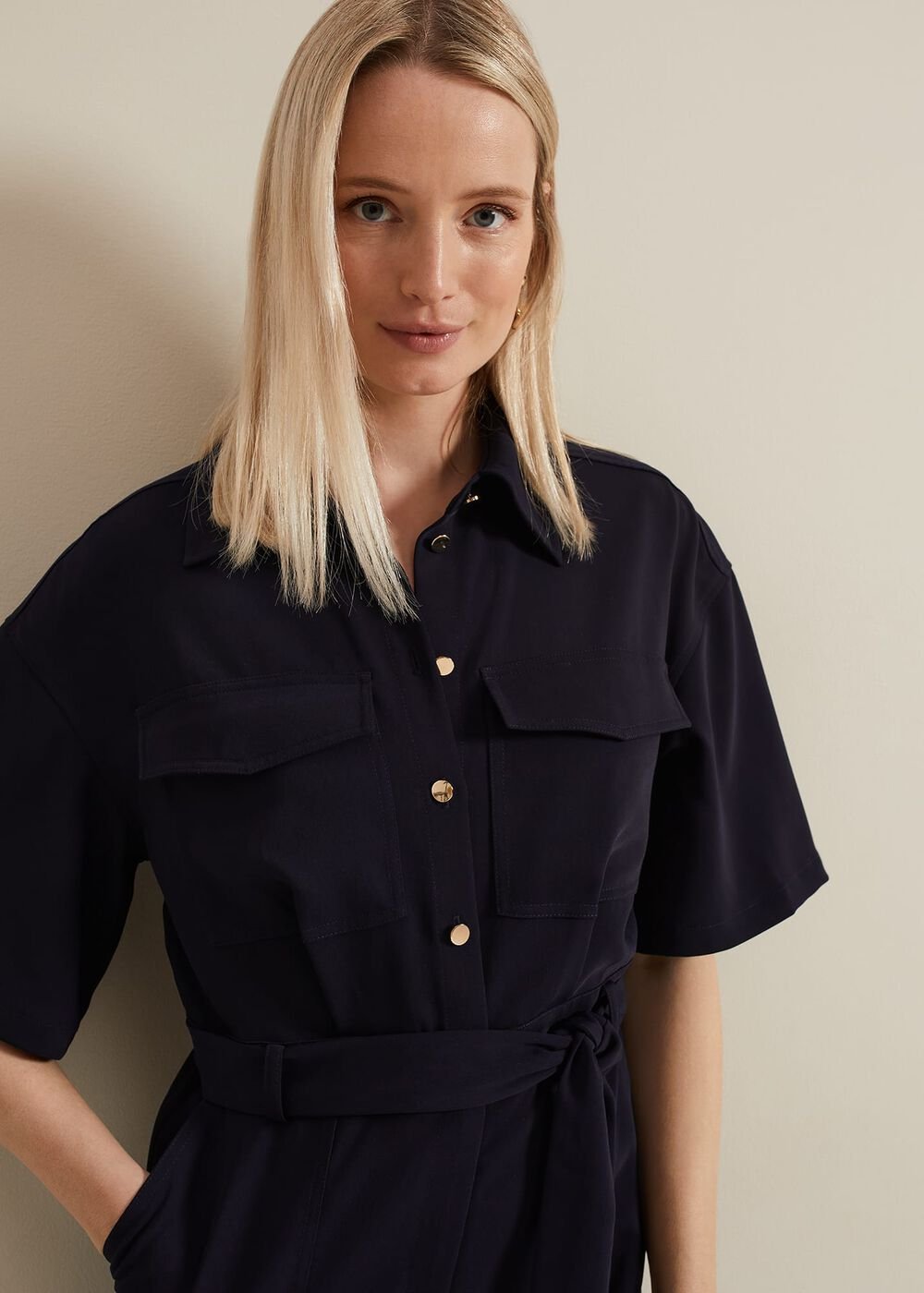 Tallulah Navy Utility Jumpsuit Navy