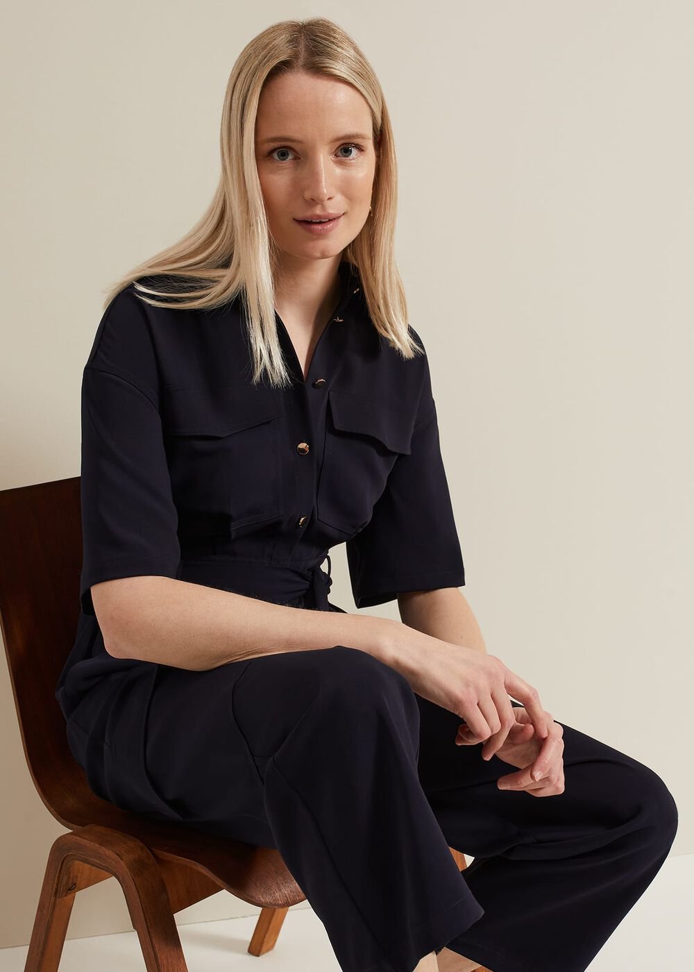 Tallulah Navy Utility Jumpsuit Navy