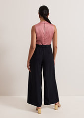Petite Sabina Satin Wide Leg Jumpsuit Multi-Coloured