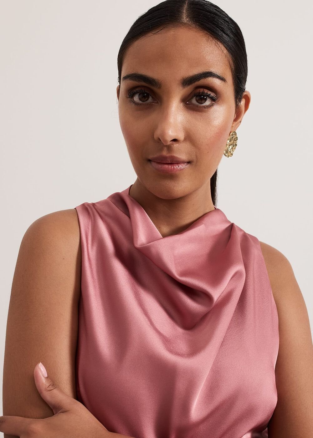 Petite Sabina Satin Wide Leg Jumpsuit Multi-Coloured