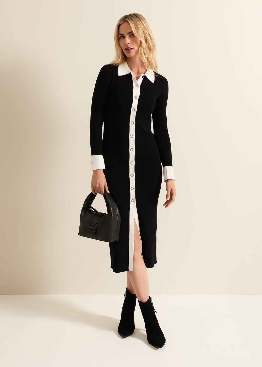 Jennifer Tube Shirt Dress Black/Ivory