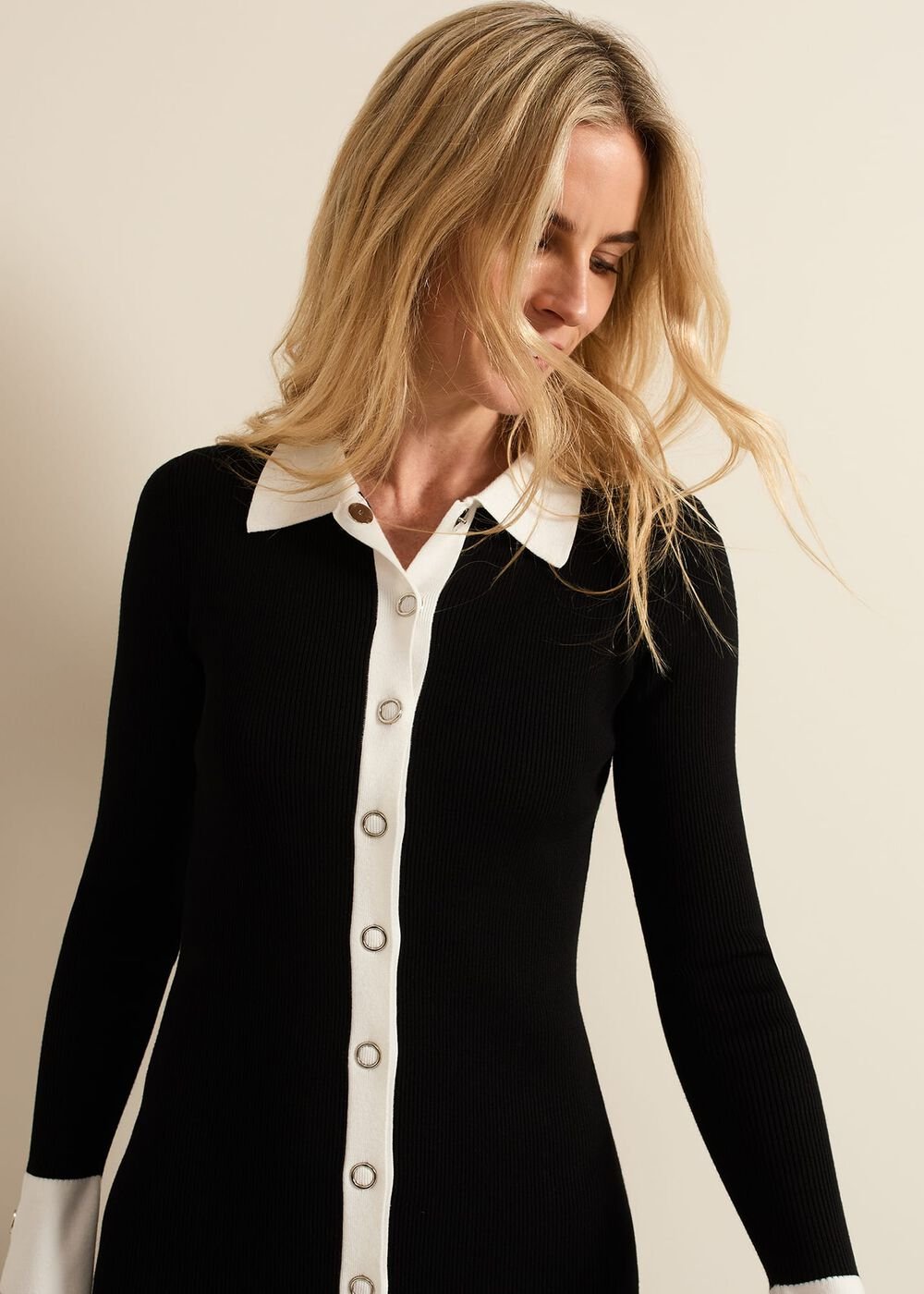Jennifer Tube Shirt Dress Black/Ivory