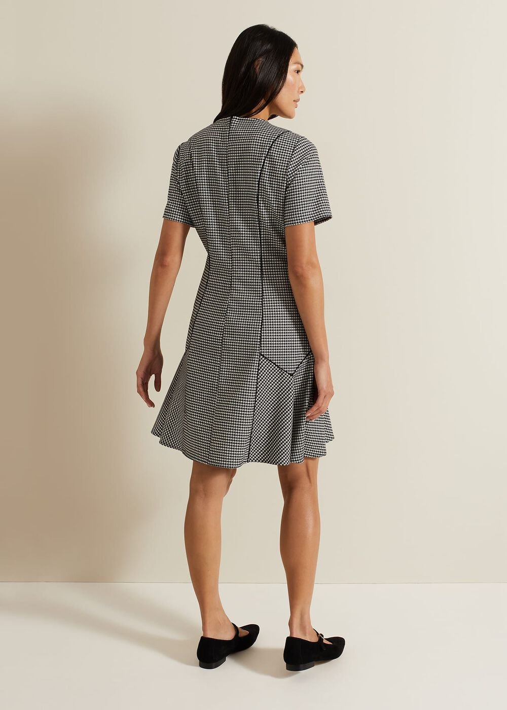 Viola Houndstooth Mini Dress Black Multi