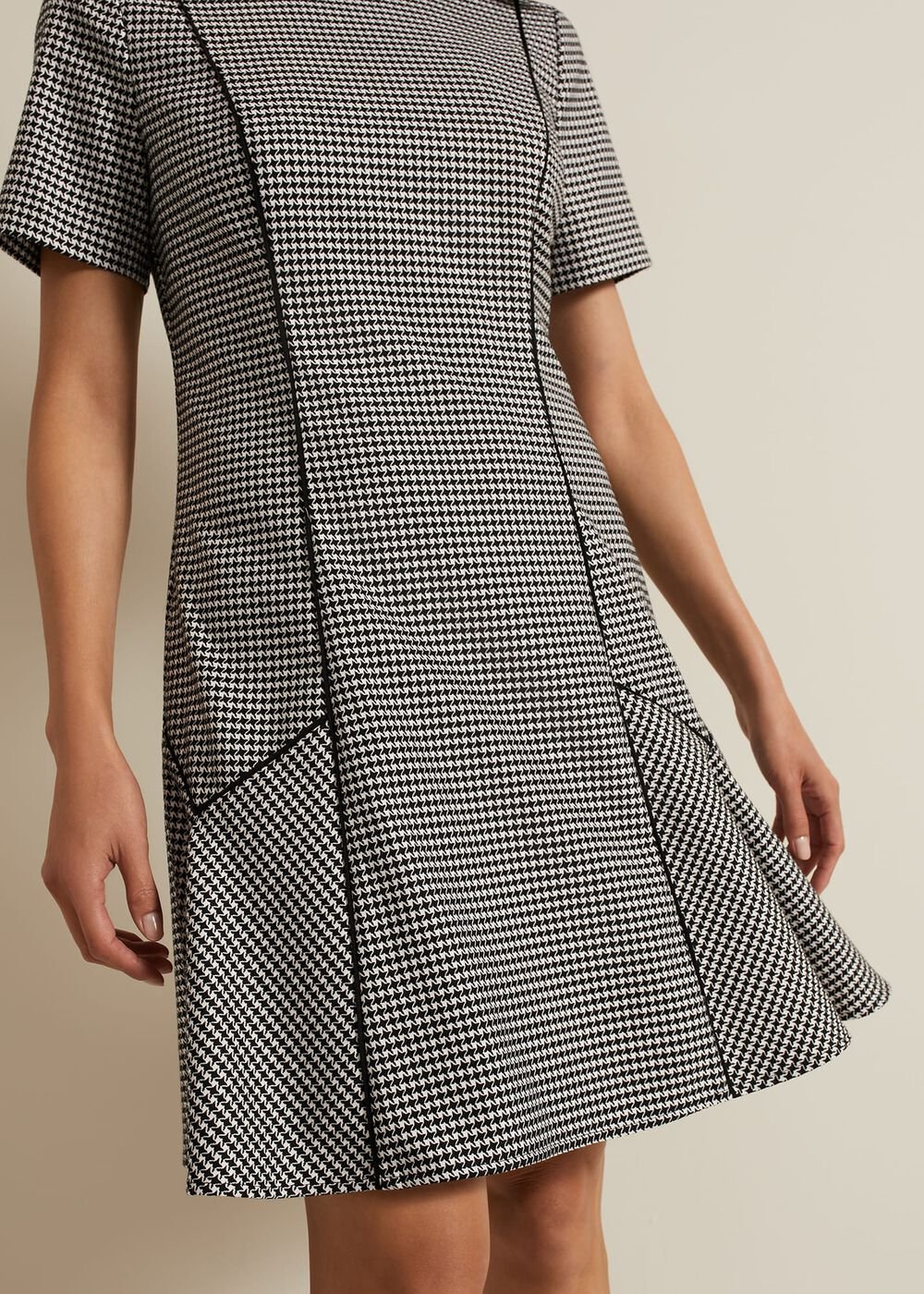 Viola Houndstooth Mini Dress Black Multi