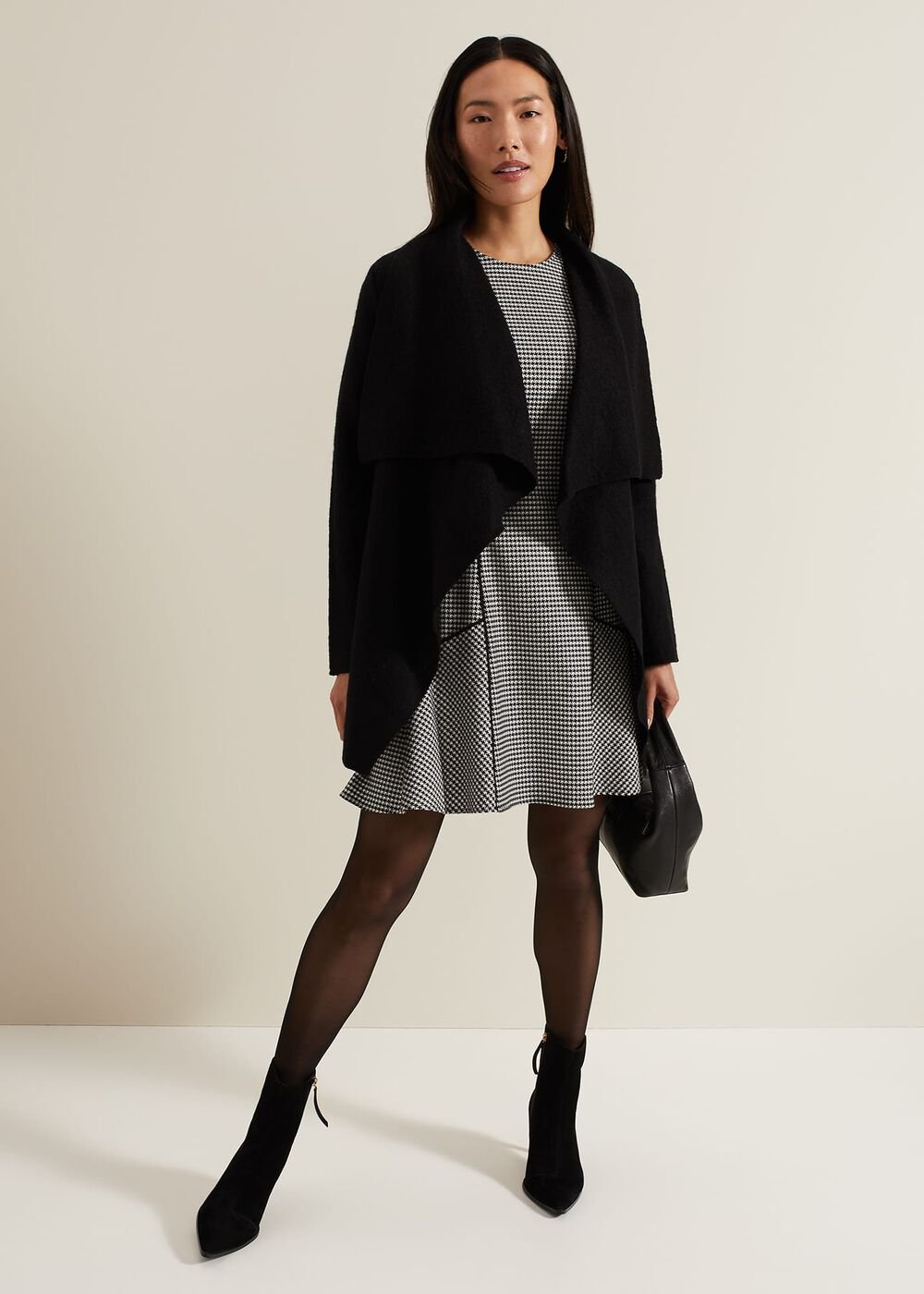 Viola Houndstooth Mini Dress Black Multi
