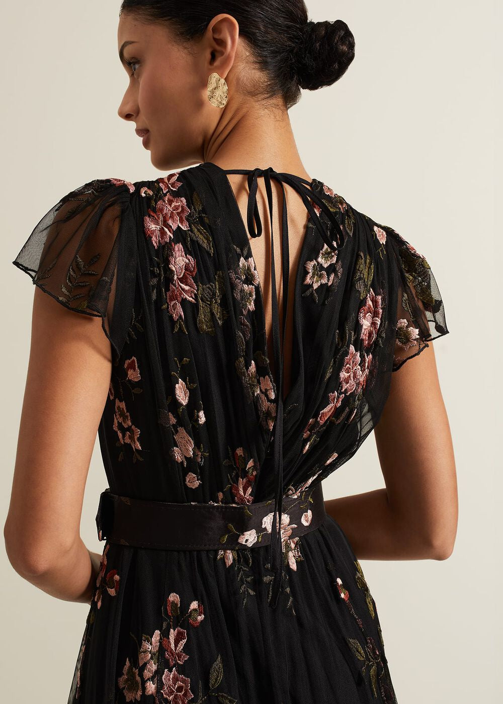 Tamera Mesh Embroidered Maxi Dress Multi-Coloured