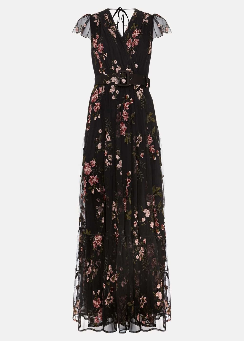 Tamera Mesh Embroidered Maxi Dress Multi-Coloured