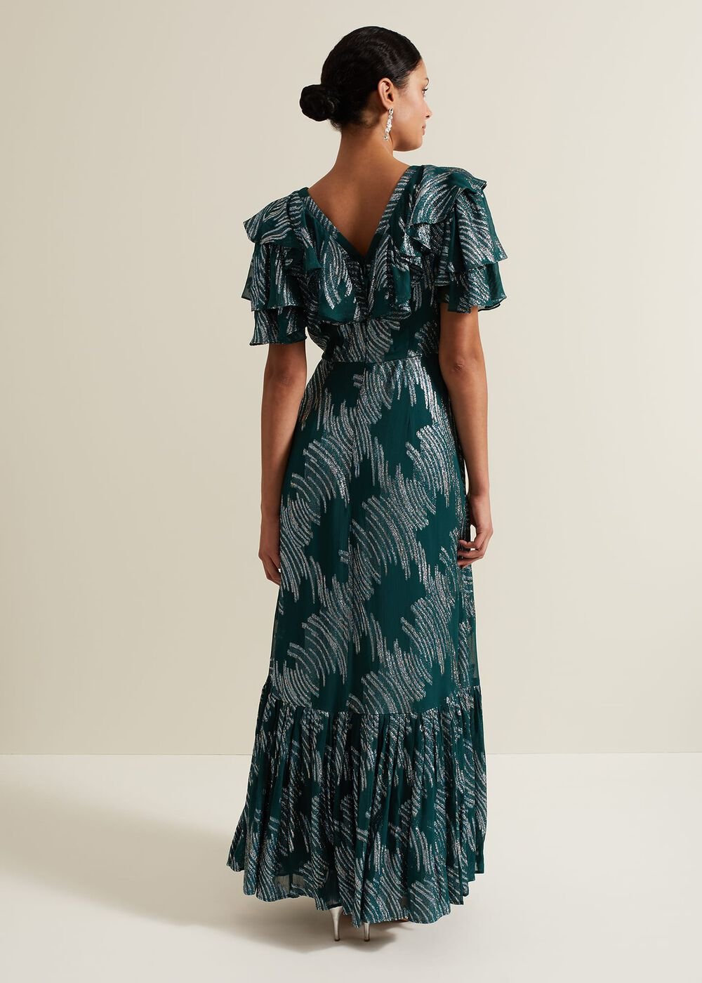 Marzia Teal Fil Coupe Maxi Dress Teal