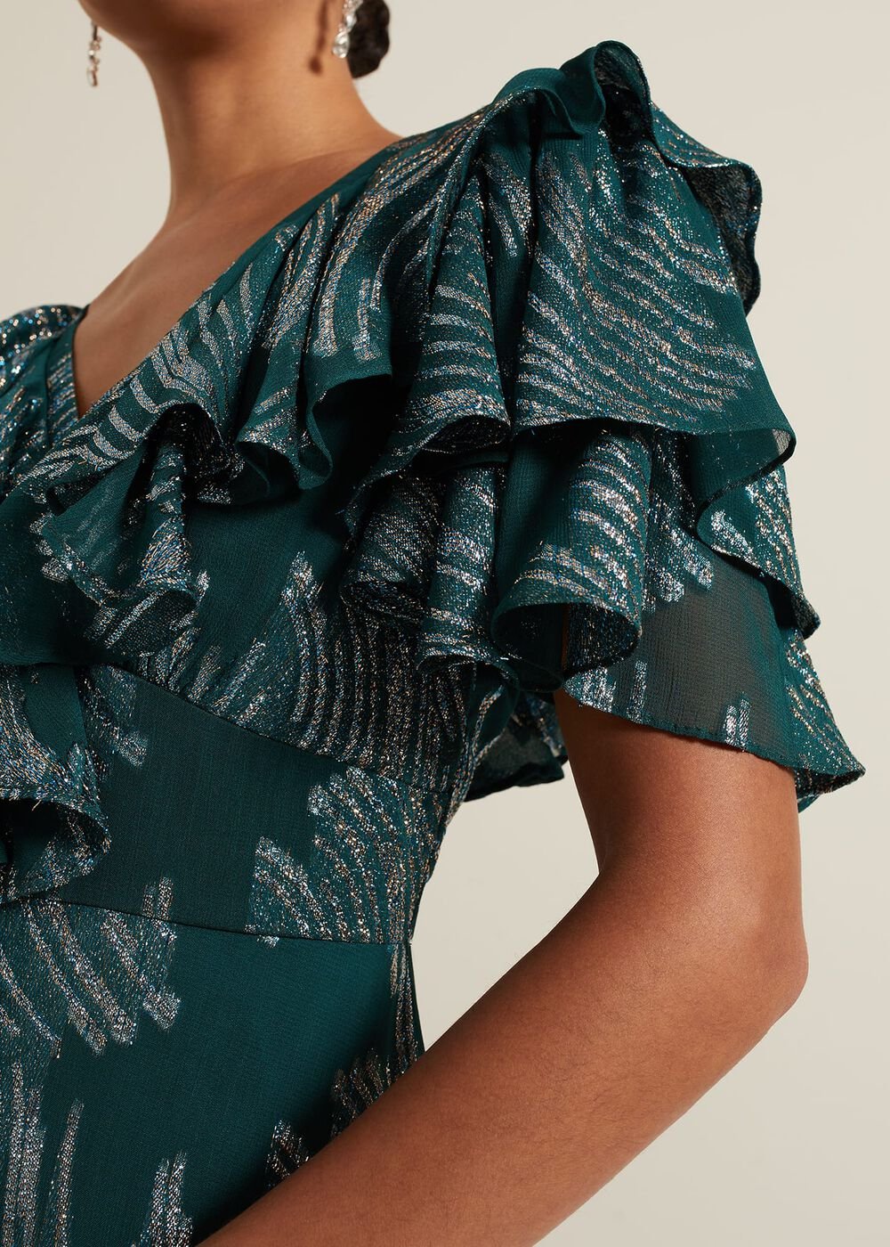 Marzia Teal Fil Coupe Maxi Dress Teal