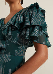 Marzia Teal Fil Coupe Maxi Dress Teal