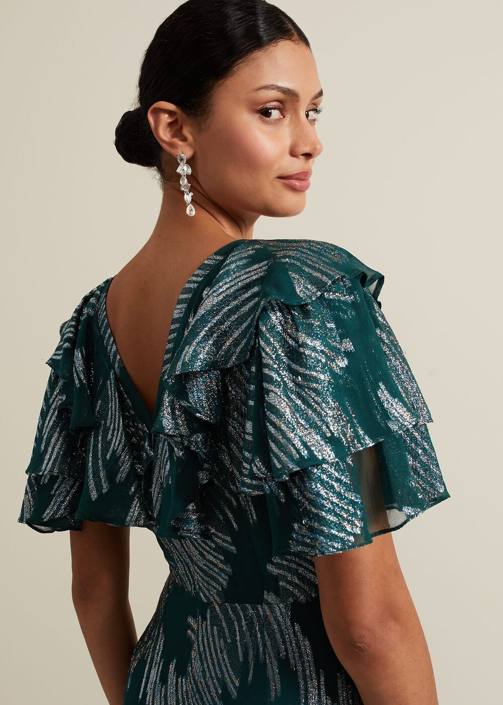Marzia Teal Fil Coupe Maxi Dress Teal