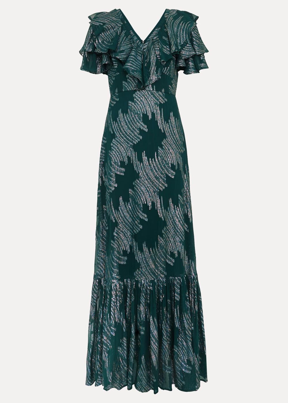 Marzia Teal Fil Coupe Maxi Dress Teal