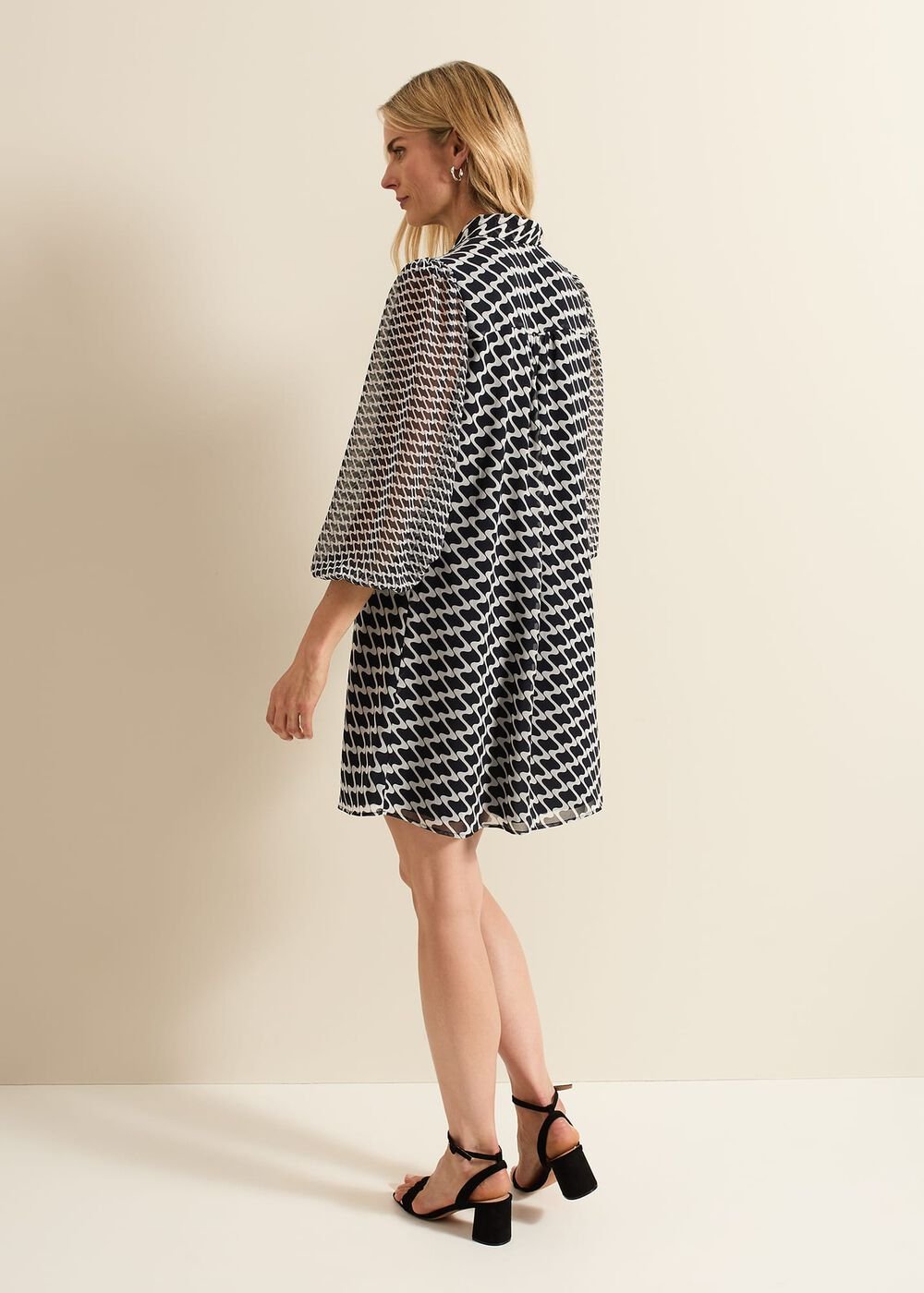 Suki Navy Geo Tunic Mini Dress Navy