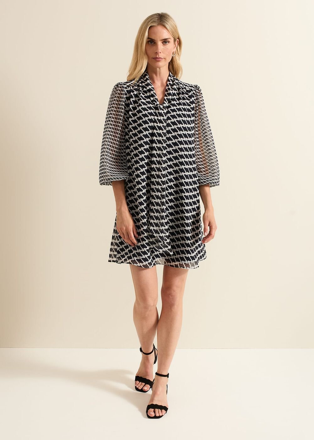 Suki Navy Geo Tunic Mini Dress Navy