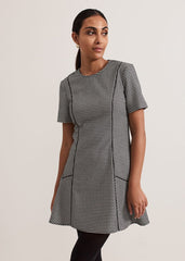 Petite Viola Houndstooth Mini Dress Black Multi
