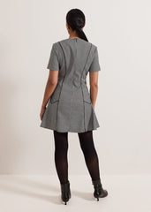 Petite Viola Houndstooth Mini Dress Black Multi