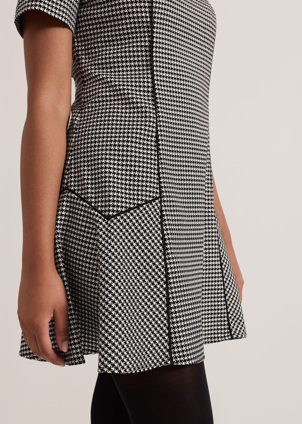Petite Viola Houndstooth Mini Dress Black Multi