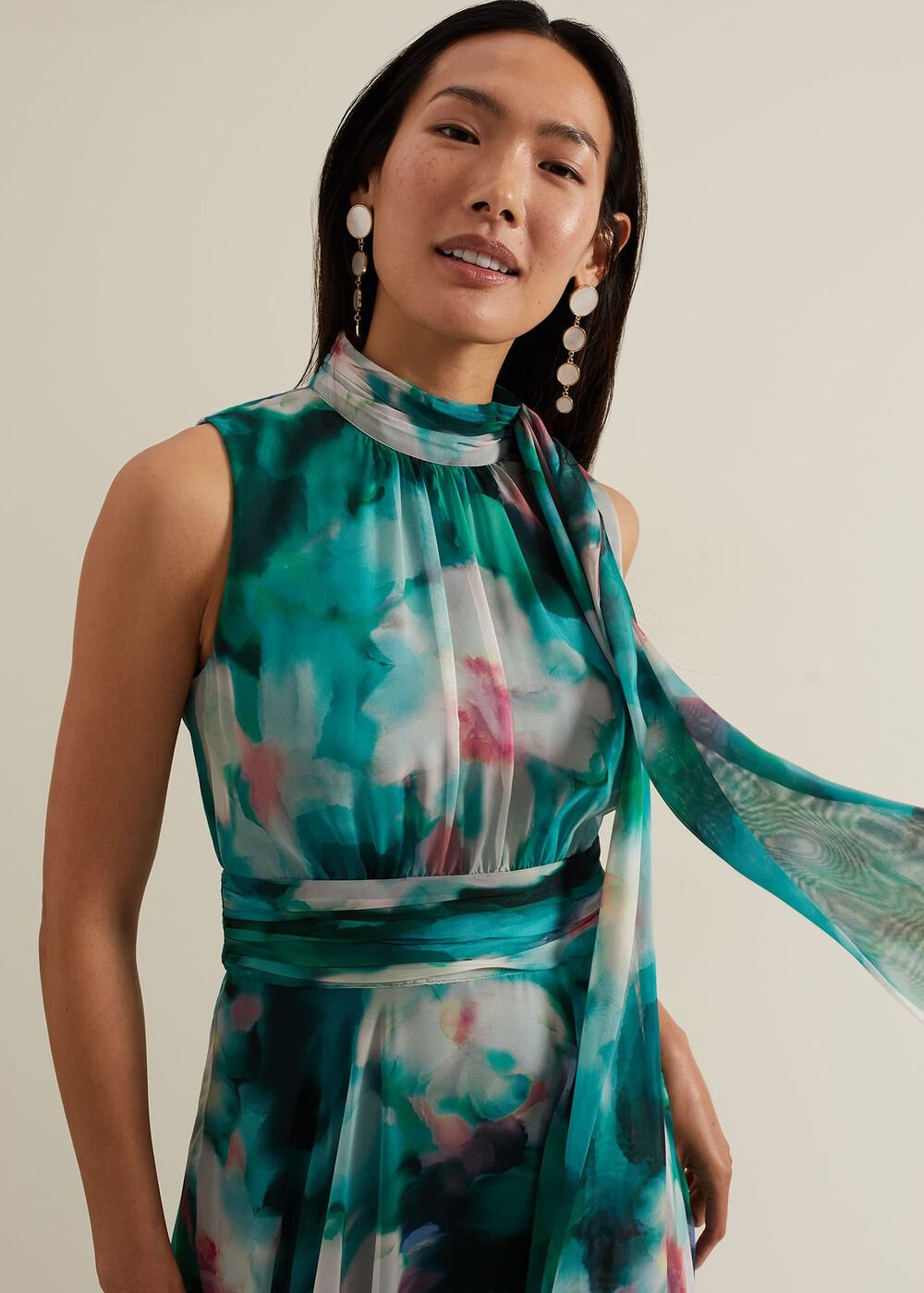 Lucinda Chiffon Print Maxi Dress Multi-Coloured