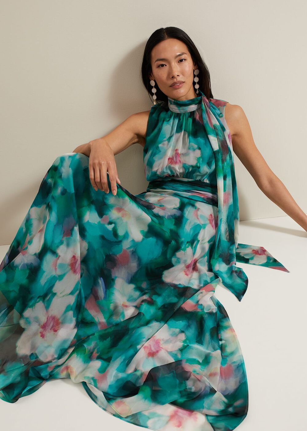 Lucinda Chiffon Print Maxi Dress Multi-Coloured