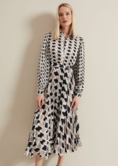 Lyric Geo Pleated Midi Dress Multi-Coloured