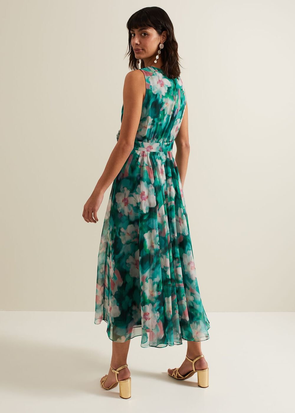 Nora Chiffon Floral Wrap Dress Multi-Coloured