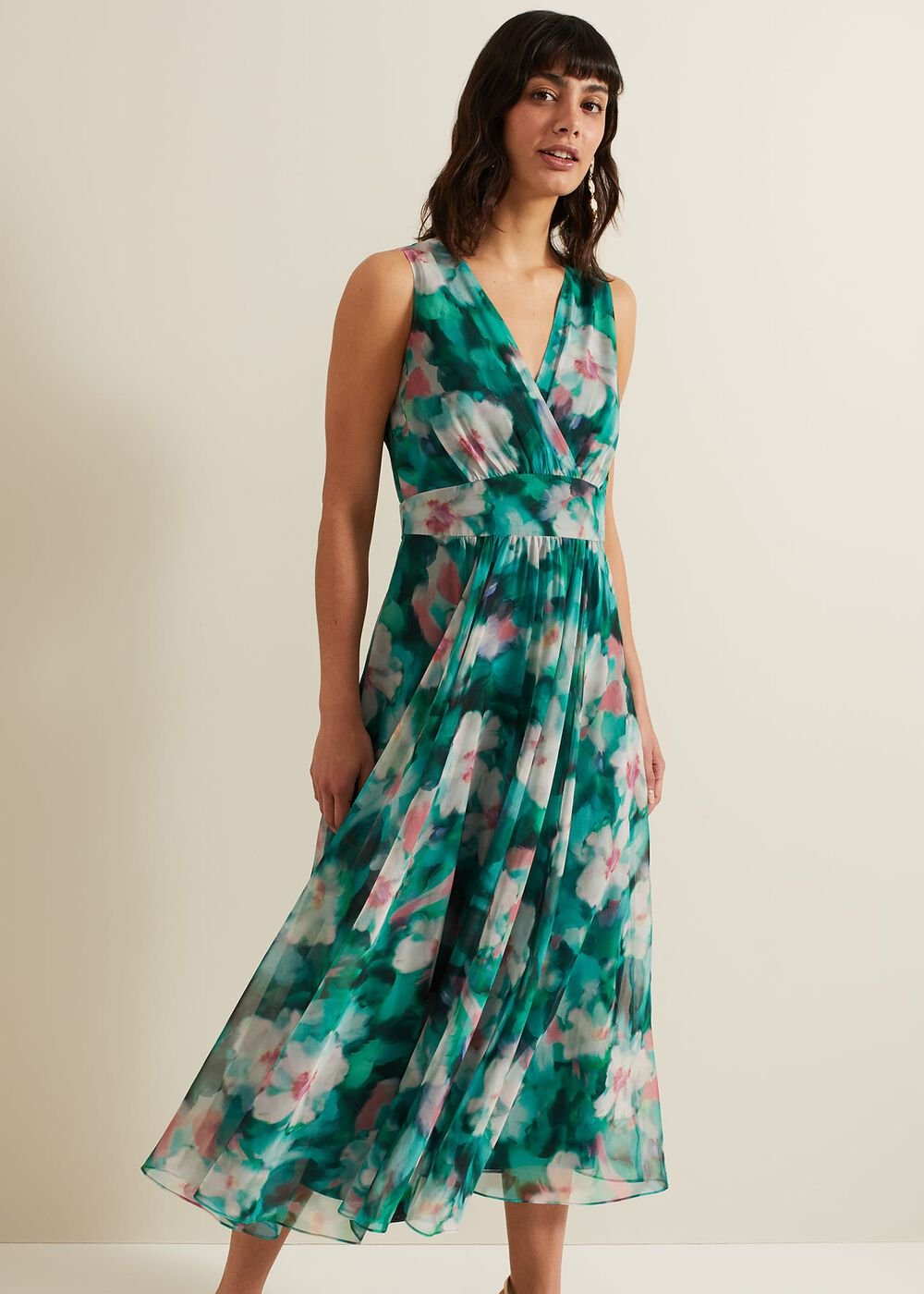 Nora Chiffon Floral Wrap Dress Multi-Coloured