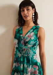 Nora Chiffon Floral Wrap Dress Multi-Coloured
